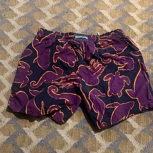 Vilebrequin Purple Swim Shorts with Orange Outline Print